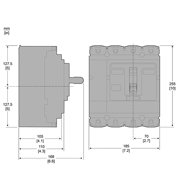 ابعاد کلید اتوماتیک کامپکت اشنایدر با کدفنی C10F6TM063