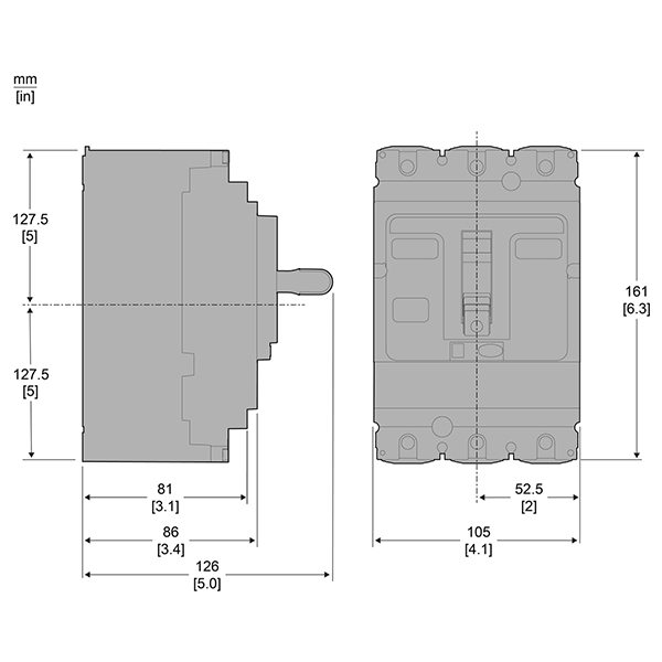 ابعاد کلید اتوماتیک کامپکت اشنایدر با کدفنی C10F3TM050