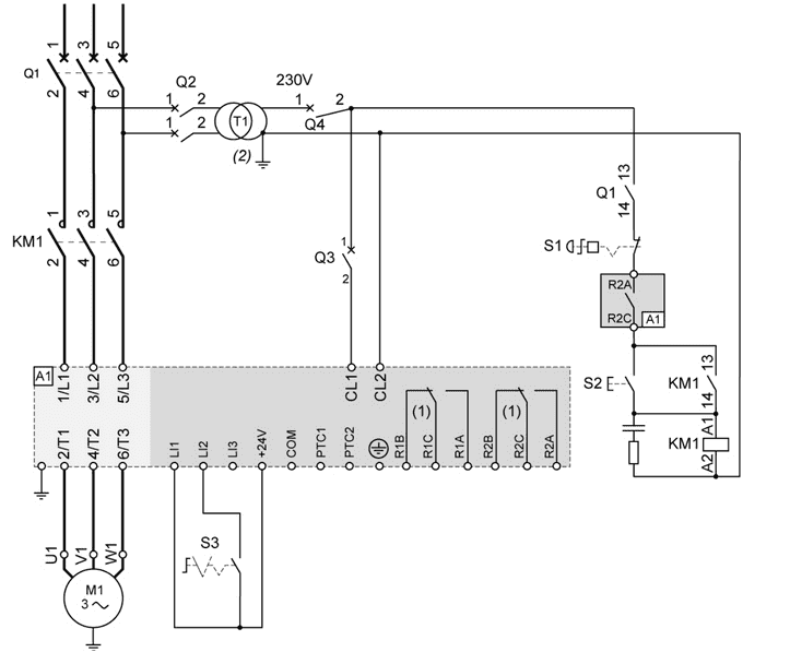 سیم بندی 2 سیمه یا 2-wire سافت استارتر ats22